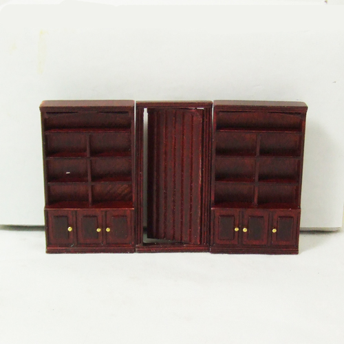 Q5863 Mahogany Bookcases with a door set 3pcs in 1/4" scale - Click Image to Close